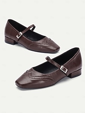 levne 50. léta 20. století-dámské vintage hnědé kalhoty mary jane s brogue detaily – pohodlné boty z umělé kůže pro kancelář, běžné nošení i outfity v retro stylu