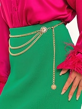 cheap Women&#039;s Belt-Women&#039;s Gold Chain Belt with Multi-Layer Design and Decorative Medallions - Perfect for Dresses, Evening Wear, and Party Looks
