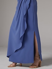 voordelige Met Jas-Twee Delige Sheath Jurk Strandbruiloft Moeder van de Bruid Jurk Elegante Sprankel  Glans Juweel Hals Enkele Lengte Kant Stretch Stof 3/4 Lengte Mouw met Kant