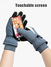 cheap Men&#039; Gloves-Men&#039;s Waterproof Winter Gloves - Insulated Ski and Snowboarding Gloves with Adjustable Strap, Anti-Slip Palm, and Warm Fleece Lining