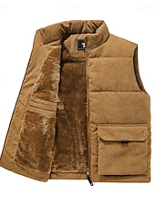 economico Capispalla Elite da Uomo-Per uomo Gilet in pile Gilet da esterno Gilet Punk Attivo Autunno Inverno Poliestere Tinta unica Dolcevita Nero Marrone chiaro Verde militare Gilet