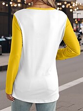 abordables T-shirt Humor &amp; Citations-Femmes T-shirt Lettre Les abeilles Occasionnel manche longue Col ras du cou Hauts Réguliers Quotidien Imprimé Jaune Printemps Automne