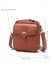 abordables Bolsos cruzados-Bolso bandolera vintage de piel sintética marrón para mujer con detalle de hebilla frontal: diseño compacto y elegante