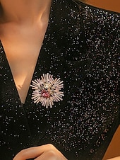 billiga Halsdukar för kvinnor-sunburst-brosch i vintagestil för kvinnor med rosa och kristalliserade ädelstenar – elegant statement-nål för högtidlig klädsel
