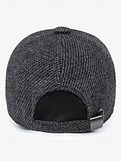 baratos Chapéus Masculinos-boné de beisebol de lã de inverno masculino com protetores de orelha – chapéu com padrão espinha de peixe quente e estiloso, disponível em cinza, cinza escuro e marrom, perfeito para atividades ao ar livre em climas frios