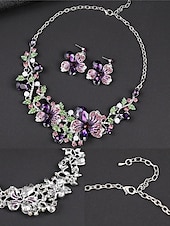billige Halskjede for kvinner-elegant grønn sommerfuglsmykkesett for kvinner – glitrende krystallkjede og øredobbersett med blomsterdesign for spesielle anledninger