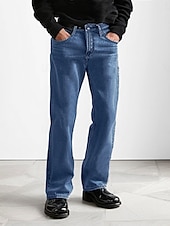 cheap Men&#039;s Elite Pants-Men&#039;s 100% Cotton Jeans Solid Color Full Length Outdoor Casual Daily Vintage Fashion Blue Light Blue Micro-elastic