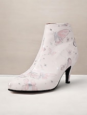 abordables Bottines-bottines à imprimé floral vintage pour femmes avec bout pointu et talon aiguille | bottines élégantes à talons hauts pour événements formels et fêtes