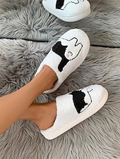economico Ciabatte e infradito da donna-pantofole da donna con ricamo a forma di bassotto – calde scarpe da interno foderate in pile per gli amanti dei cani