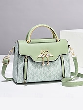 levne Kabelky a tote tašky-elegantní dámská béžová crossbody kabelka – luxusní monogramové provedení s přívěskem srdce a horní rukojetí