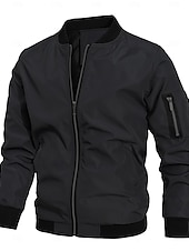 Χαμηλού Κόστους Ανδρικά Μπουφάν &amp; Παλτό-Ανδρικά Μπουφάν Bomber Μπουφάν μετάβασης Εξόδου Τσέπη Όλες οι εποχές Σκέτο Κλασσικό Όρθιος Γιακάς Κανονικό Μαύρο Βαθυγάλαζο Γκρίζο Σακάκια