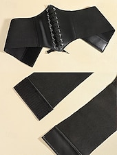 baratos Cinto Feminino-cinto de espartilho preto com cadarço feminino e bordado floral vermelho – modelador de cintura estiloso para vestidos e blazers
