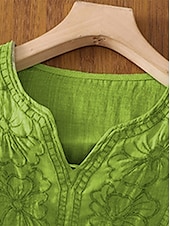 preiswerte Hemden-Damen Hemd Leinen-inspirierte Hemden Einfarbig Blumen Lässig Boho Dreiviertelarm Ellbogenärmel V Ausschnitt Normale Oberteile Urlaub Party Täglich Bestickt Gras-Grün Purpur Herbst Frühling &amp; Sommer