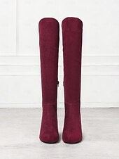 cheap Fashion Boots-Women&#039;s Over-the-Knee Wedge Boots – Suede-Style Burgundy High Boots with Elegant Design, Perfect for Winter Outings and Casual Chic