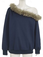 abordables Sweats à capuche-pull femme mode décontracté uni fête décontractée sortie sweat à capuche coupe ample manches longues bleu automne hiver