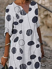 levne Boho šaty-Ženské mini šaty malé šaty tričkové šaty tee šaty posunovací šaty letní šaty aktivní vintage móda venkovní dovolená pravidelné střih květinový 1/2 rukáv V výstřihem růžové námořnické modré modré šedé