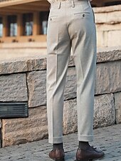 voordelige Dun-Voor heren Afstuderen Pakken Napels Broek Broek Chinese Knop Zak Effen Comfort Formeel Feest Werk Modieus Klassieke Stijl Donkergrijs Abrikoos Micro-elastisch