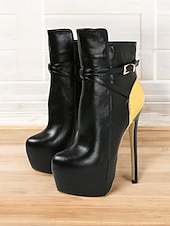 abordables Bottes à la mode-bottines à talons aiguilles rouges pour femmes – bottines tendance à talons hauts avec accent doré pour les fêtes et les soirées