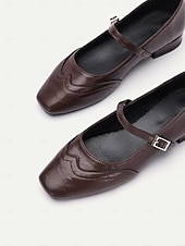 levne 50. léta 20. století-dámské vintage hnědé kalhoty mary jane s brogue detaily – pohodlné boty z umělé kůže pro kancelář, běžné nošení i outfity v retro stylu