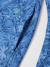 billige Elegante blomsterkjoler-kvinners vinterkjole t-skjortekjole tee-kjole floral stammelomme v-hals lang kjole maxikjole vintage etnisk daglig langermet høst vinter