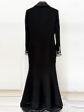 preiswerte Bodenlänge-Schwarz Weiß Blazer A-Linie Abendkleid Vintage Smoking Kleid Formal Hochzeit Bodenlänge Lange Ärmel Hemdkragen mit Strass Glitzer 2025