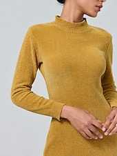 abordables Vestidos de suéter-Vestido estilo suéter midi de chenilla urbana y corte limpio