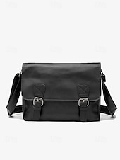 abordables Bolsos de hombre-Bolso de mensajero vintage de piel sintética para hombre con correa ajustable: diseño duradero de dos tonos para uso laboral y casual