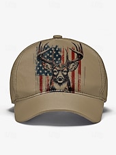 cheap Men&#039;s Hats-Men&#039;s Adjustable Baseball Cap with Patriotic Deer Print and American Flag Design - Outdoor Sports and Casual Wear Hat