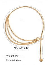 cheap Women&#039;s Belt-Women&#039;s Gold Chain Belt with Multi-Layer Design and Decorative Medallions - Perfect for Dresses, Evening Wear, and Party Looks