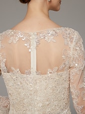preiswerte Teelänge-Sheath Kleid Mutter der Braut Kleid Elegantes Vintage Luxuriös Juwelen-Hals Knie-Länge Satin Spitze Langarm Tee-Länge mit Applikationen