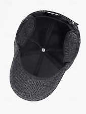 baratos Chapéus Masculinos-boné de beisebol de lã de inverno masculino com protetores de orelha – chapéu com padrão espinha de peixe quente e estiloso, disponível em cinza, cinza escuro e marrom, perfeito para atividades ao ar livre em climas frios