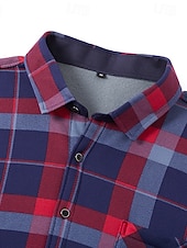 preiswerte Herren-Oberhemden-Herren Oberhemd Kariertes Hemd trachtenhemd Kragenhemd Fleece-Shirt Knopfhemd Overshirt Plaid / Karomuster Hochzeit Party A B C D Langarm Quadratischer Ausschnitt Winter Bekleidung Warm