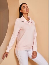 billiga Kvinnors golfkläder-Dam Pullover-tröja Svart Vit Rosa Långärmad Överdelar Golfkläder för damer Kläder Outfits Bär kläder