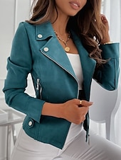 cheap Bomber Jacket-Women&#039;s Bomber Jacket Casual Jacket Outdoor Street Daily Fall Winter Short Coat Regular Fit Warm Breathable Comtemporary Stylish Jacket Long Sleeve Solid Color with Pockets Full Zip White Red Blue