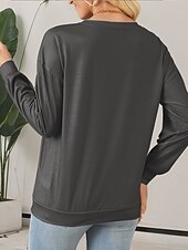 abordables Sweats à capuche-pull femme décontracté lettre vêtements de tous les jours décontracté col rond imprimé manches longues gris automne hiver