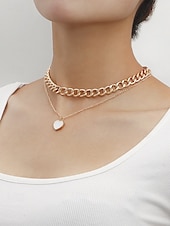 billiga Kvinnors halsband-elegant lagerhalsband med guldkedja - runt hänge &amp; chunky choker för kvinnor, perfekt för formella evenemang och fester