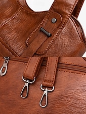 billiga Hand- och toteväskor-vintage brun konstläderväska för kvinnor med dubbla handtag och justerbar crossbody-rem – rymlig och elegant för dagligt bruk