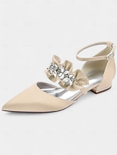 economico Semi-formale-ballerine da donna in raso nero con punta affilata e decorazioni floreali in strass – scarpe eleganti per matrimoni ed eventi formali