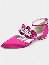 economico Semi-formale-ballerine da donna in raso nero con punta affilata e decorazioni floreali in strass – scarpe eleganti per matrimoni ed eventi formali