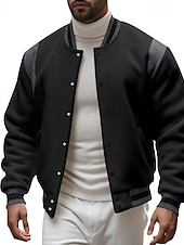 cheap Men&#039;s Jackets &amp; Coats-Men&#039;s Lightweight Jacket Casual Jacket Varsity Jacket Daily Vacation Wearproof Pocket Spring &amp;  Fall Color Block Fashion Classic Stand Collar Regular Dark Gray Black Red Navy Blue Light Grey Jacket
