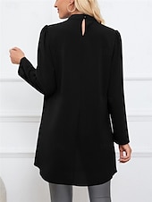 preiswerte Elegante Oberteile-Damen Hemd Bluse Feste Farbe Basic Brautkleider schlicht Langarm Rollkragen Normale Oberteile Täglich Rüsche Schwarz Armeegrün Blau Herbst Winter