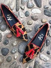 abordables Ballerines femme-mocassins à pampilles roses à bout pointu pour femmes – chaussures plates chics à enfiler pour les tenues décontractées et de bureau