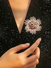 billiga Halsdukar för kvinnor-sunburst-brosch i vintagestil för kvinnor med rosa och kristalliserade ädelstenar – elegant statement-nål för högtidlig klädsel