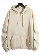 cheap Hoodie Jacket-Women&#039;s Hoodie Sweatshirt Casual Street Dailywear Hoodie Zip Up Front Pocket Long Sleeve Pink Purple Beige Fall Winter