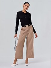 cheap Women&#039;s Sweater-Minimalist Wool Blend Polo Knitwear