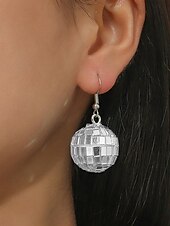 billige Øredobber for kvinner-kvinners retro rosa disco ball dingle øredobber – morsomme og glitrende statement smykker for fester og arrangementer
