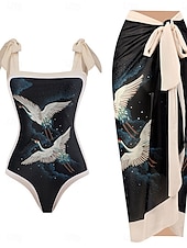 billige Onepiece badedrakter-Dame Badetøy Ett stykke 2 stk Badedrakt Åpen rygg Midjekontroll Høy Midje Tynn Ferie Strand Klær Blomstret Ermeløs Badedrakter