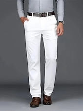 cheap Slim-Men&#039;s Dress Pants Trousers Chinos Buttons Pocket Solid Colored Comfort Formal Party Work Fashion Classic Style Black White Micro-elastic