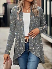 economico Blazer e Completi-Per donna Giacca sportiva Esterno Strada Da tutti i giorni Autunno Inverno Standard Cappotto Standard Tenere al caldo Traspirante Moda Informale Giacca Manica lunga Liscio Con lustrini Argento Nero