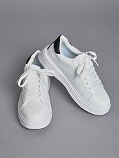 economico Sneakers da donna-sneakers da donna bianche con plateau e ricamo a farfalla | scarpe casual con lacci per tutti i giorni